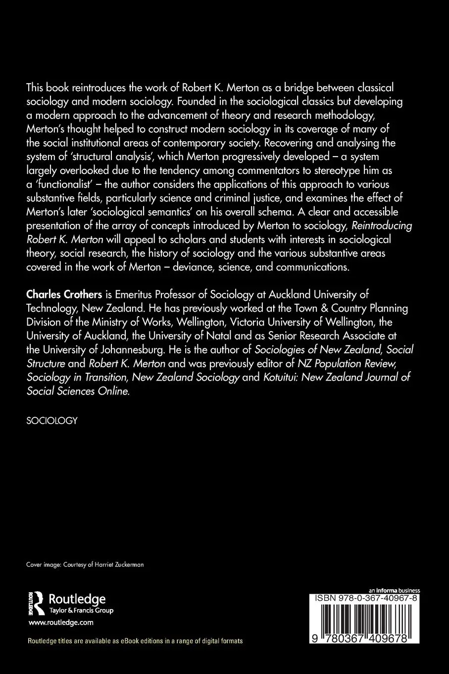Rückseite: 9780367409678 | Reintroducing Robert K. Merton | Charles Crothers | Taschenbuch | 2020