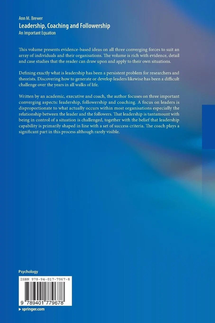 Rückseite: 9789401779678 | Leadership, Coaching and Followership | An Important Equation | Brewer