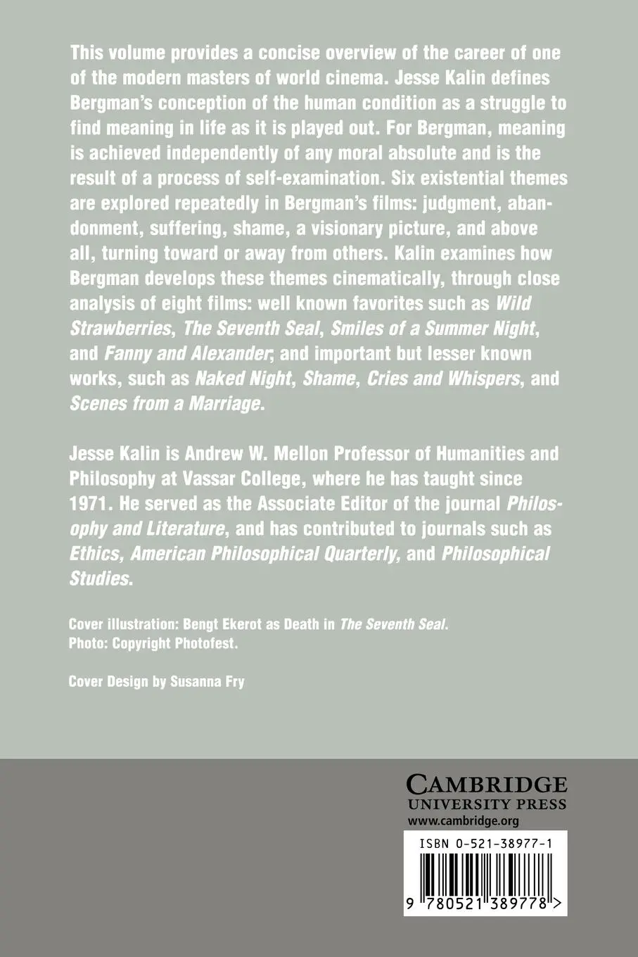 Rückseite: 9780521389778 | The Films of Ingmar Bergman | Jesse Kalin | Taschenbuch | Englisch