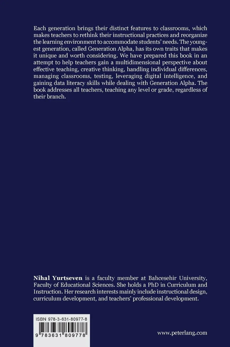 Rückseite: 9783631809778 | The Teacher of Generation Alpha | Nihal Yurtseven | Buch | Gebunden
