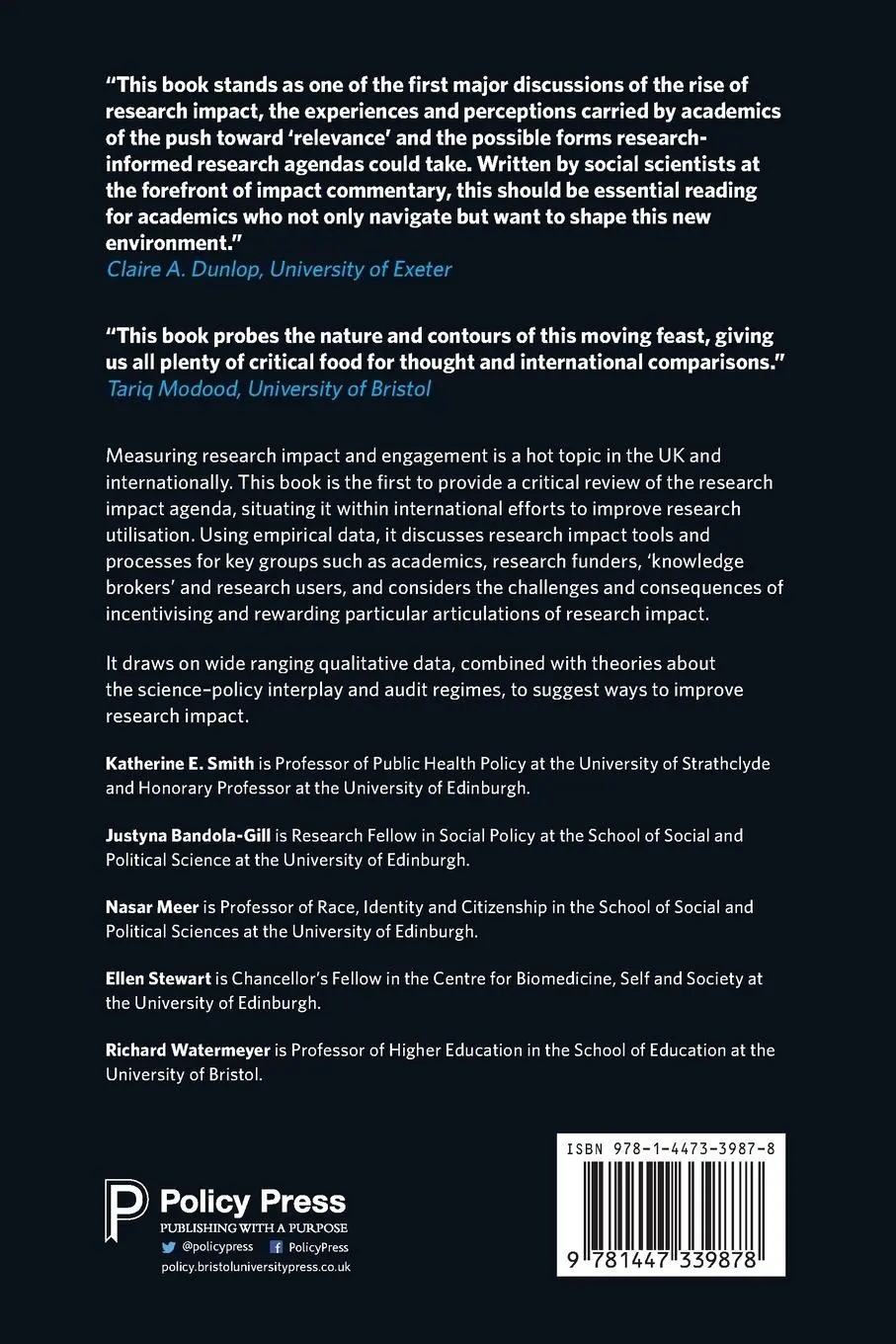 Rückseite: 9781447339878 | The Impact Agenda | Controversies, Consequences and Challenges | Buch