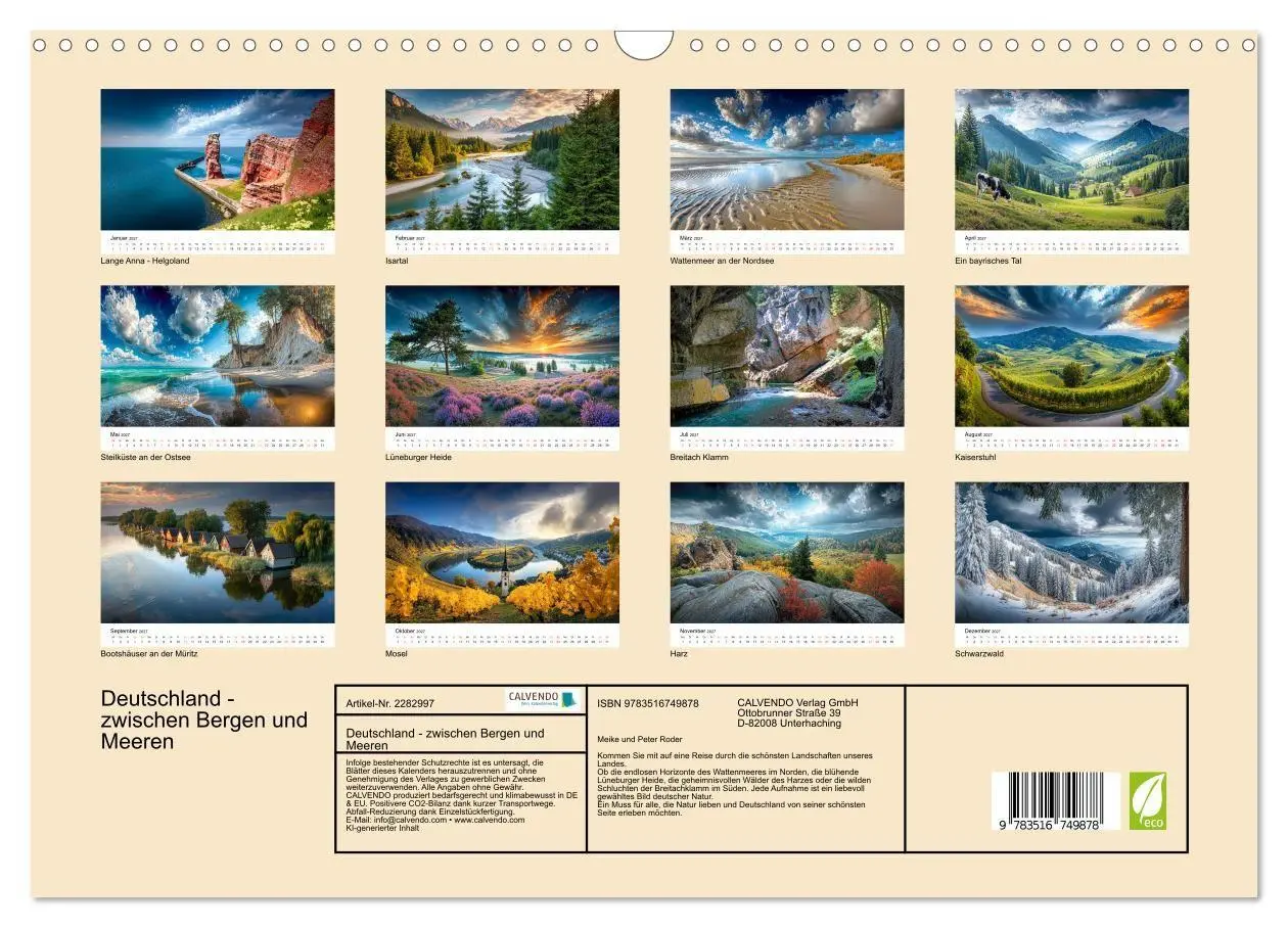 Bild: 9783516749878 | Deutschland - zwischen Bergen und Meeren (Wandkalender 2027 DIN A3...