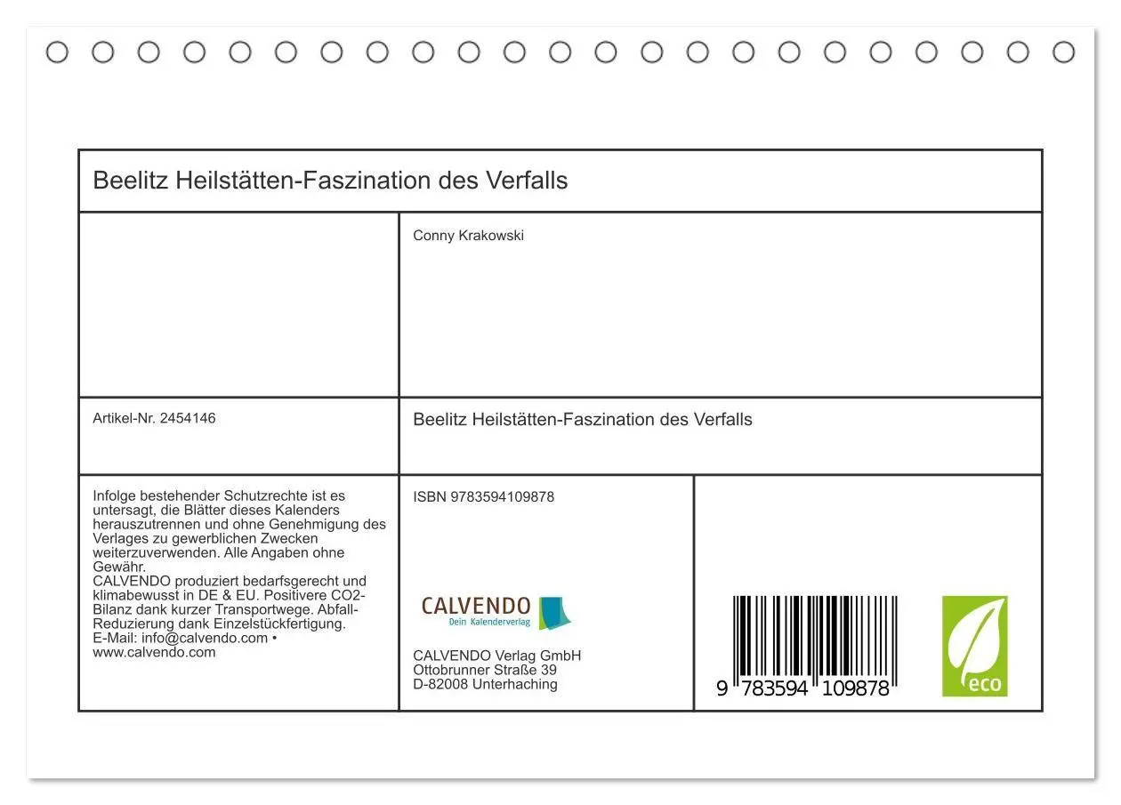 Bild: 9783594109878 | Beelitz Heilstätten-Faszination des Verfalls (Tischkalender 2027...