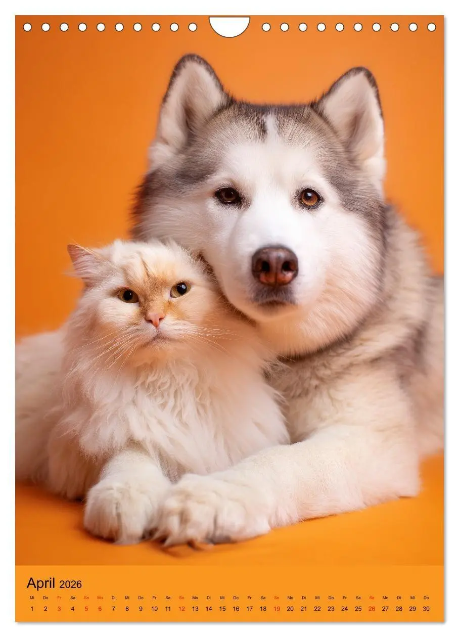 Bild: 9783516669978 | Freundschaftskalender - Katzen und Hunde, beste Freunde in Umarmung...