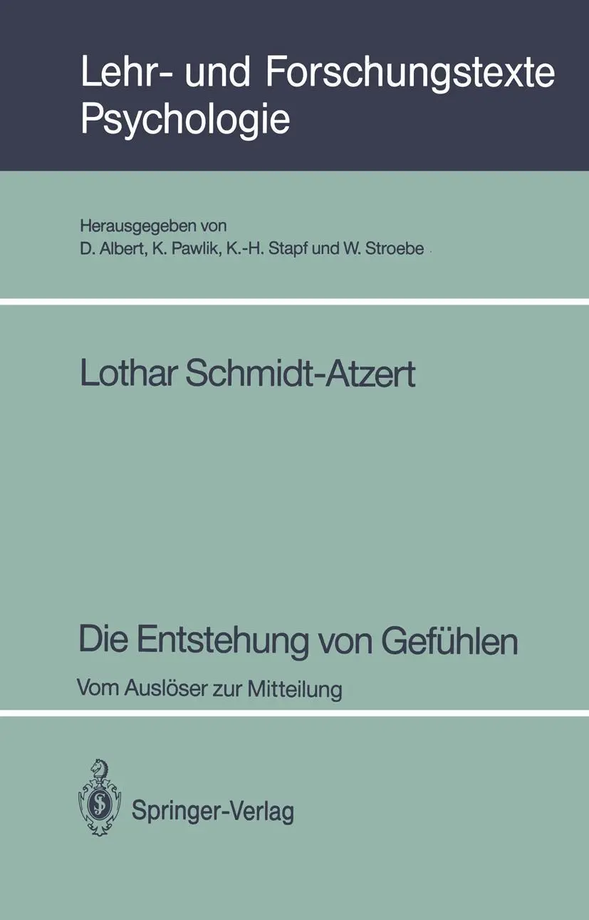 Cover: 9783540569978 | Die Entstehung von Gefühlen | Vom Auslöser zur Mitteilung | Buch