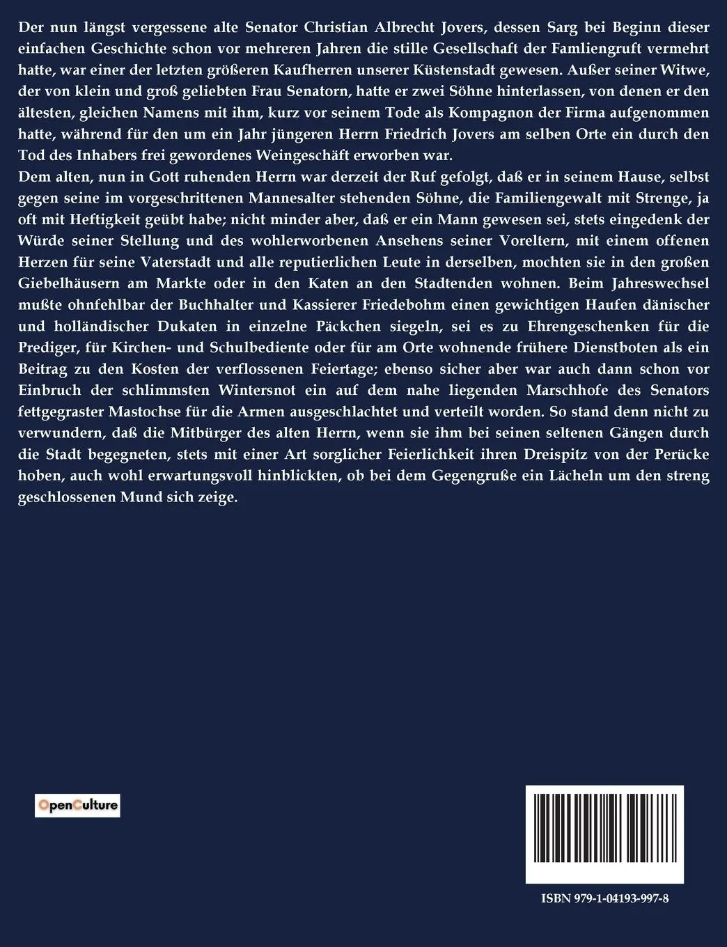 Rückseite: 9791041939978 | Die Söhne des Senators | Theodor Storm | Taschenbuch | 32 S. | Deutsch