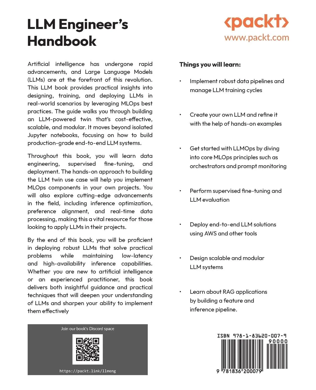 Rückseite: 9781836200079 | LLM Engineer's Handbook | Paul Iusztin (u. a.) | Taschenbuch | 2024