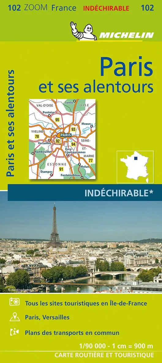 Cover: 9782067250079 | Michelin Paris und Umgebung 2022 | Straßen- und Tourismuskarte | 2 S.