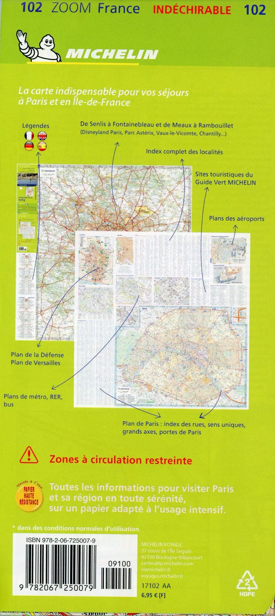 Bild: 9782067250079 | Michelin Paris und Umgebung 2022 | Straßen- und Tourismuskarte | 2 S.