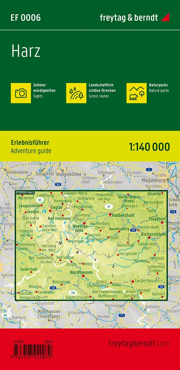 Rückseite: 9783707920079 | freytag &amp; berndt Freizeitkarte Harz, Erlebnisführer 1:140.000 | 2022