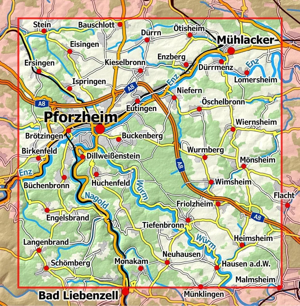 Bild: 9783960990079 | Pforzheim und Umgebung | NaturNavi | (Land-)Karte | 1 S. | Deutsch