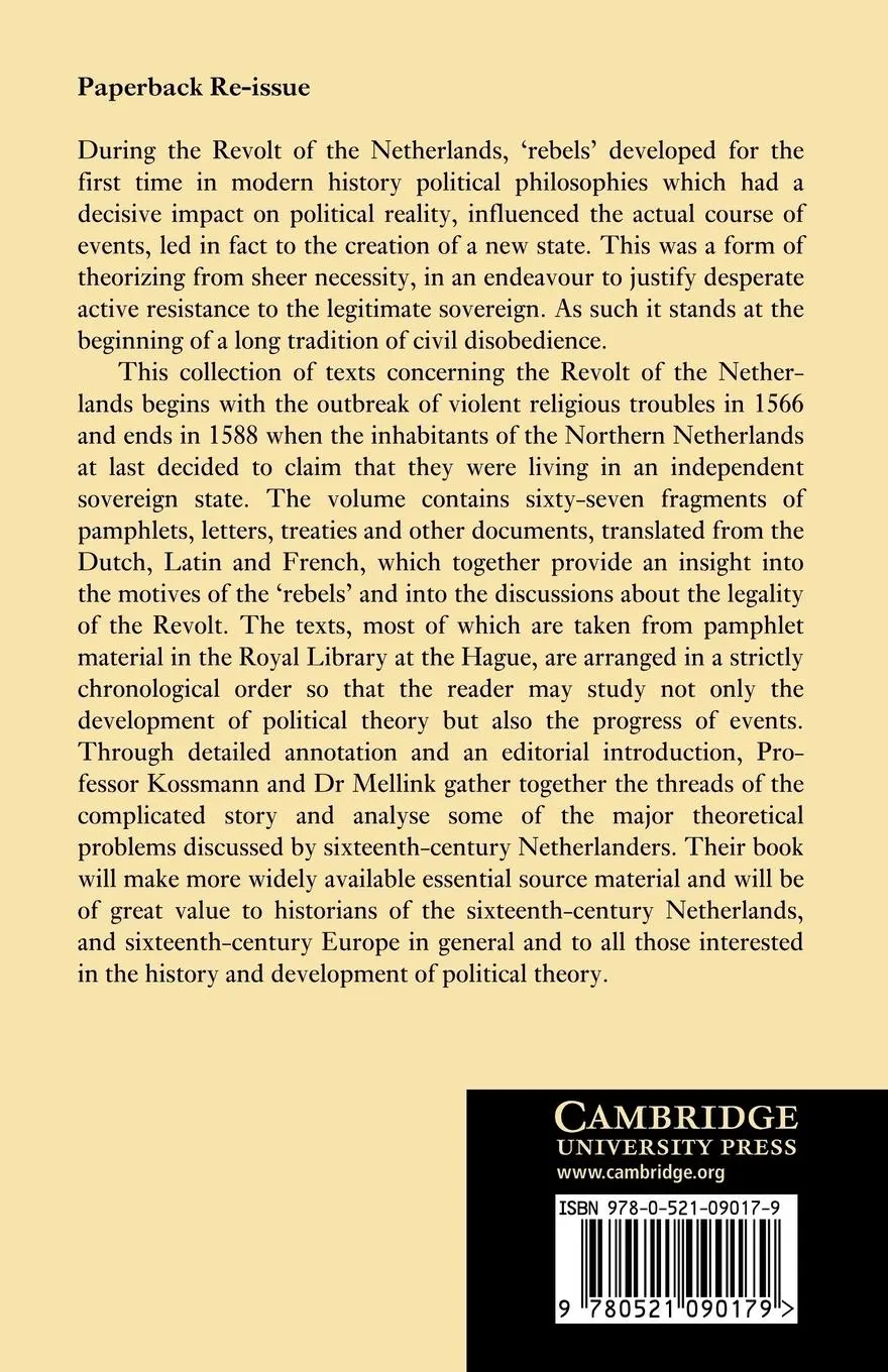 Rückseite: 9780521090179 | Texts Concerning the Revolt of the Netherlands | E. H. Kossman (u. a.)