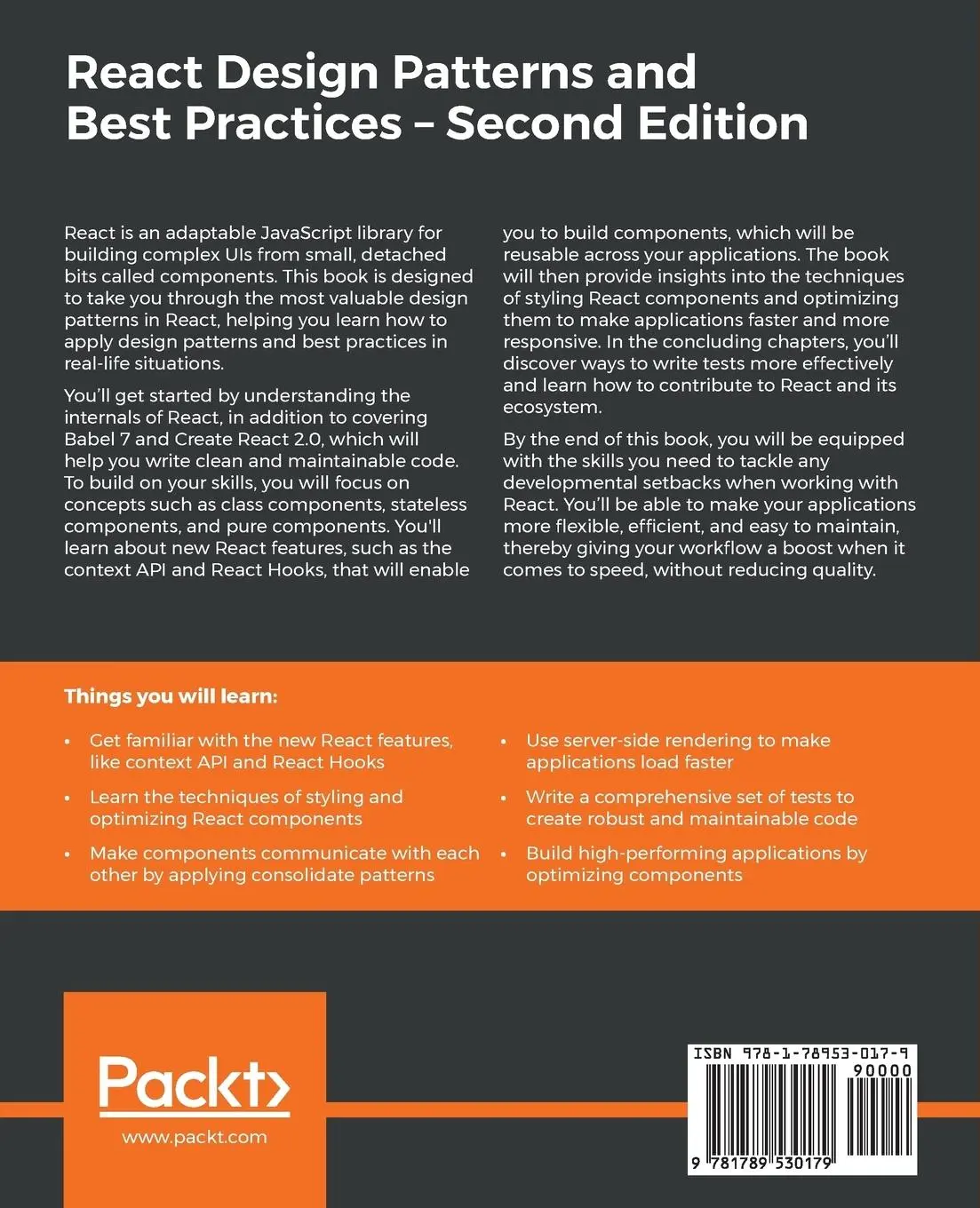 Rückseite: 9781789530179 | React Design Patterns and Best Practices, Second Edition | Roldan