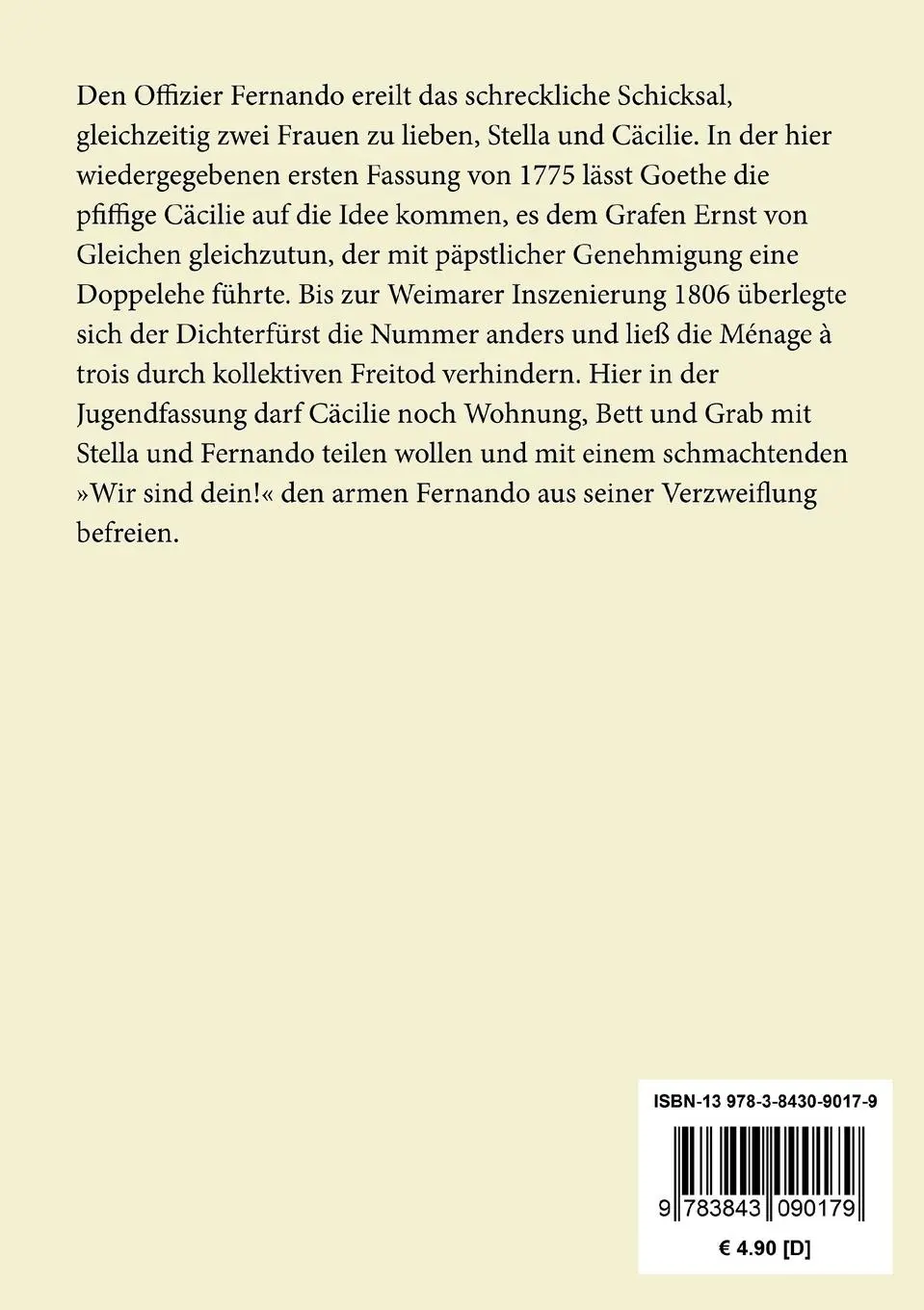 Rückseite: 9783843090179 | Stella | Ein Schauspiel für Liebende | Johann Wolfgang Goethe | Buch