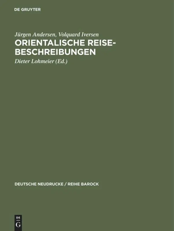 Cover: 9783484160279 | Orientalische Reise-Beschreibungen | Jürgen Andersen (u. a.) | Buch