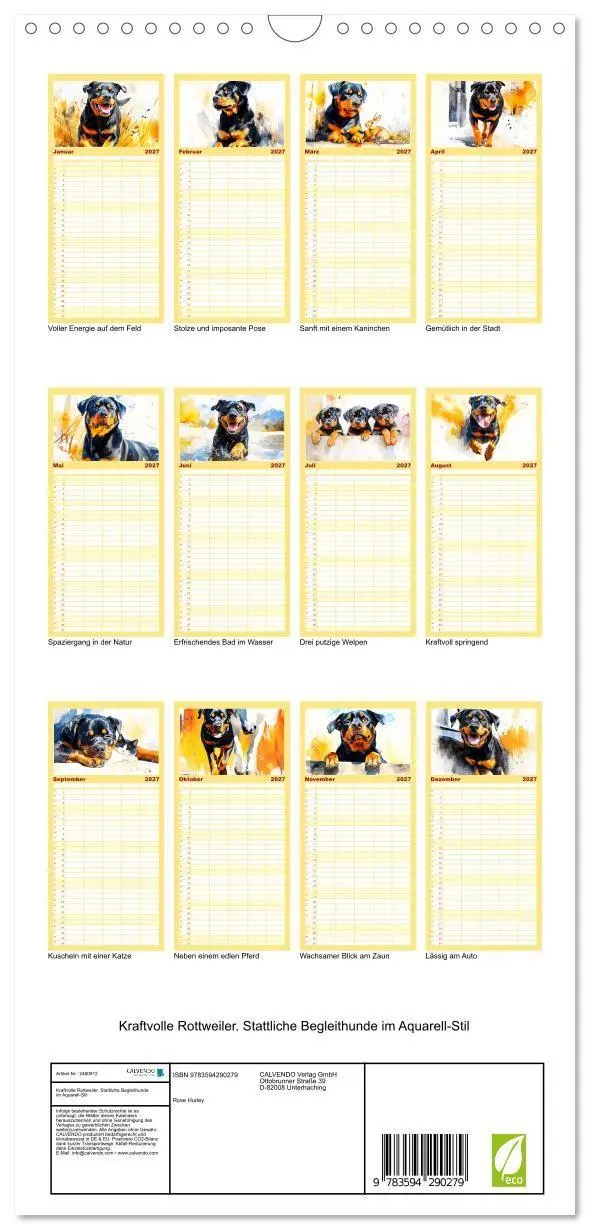 Bild: 9783594290279 | Familienplaner 2027 - Kraftvolle Rottweiler. Stattliche...