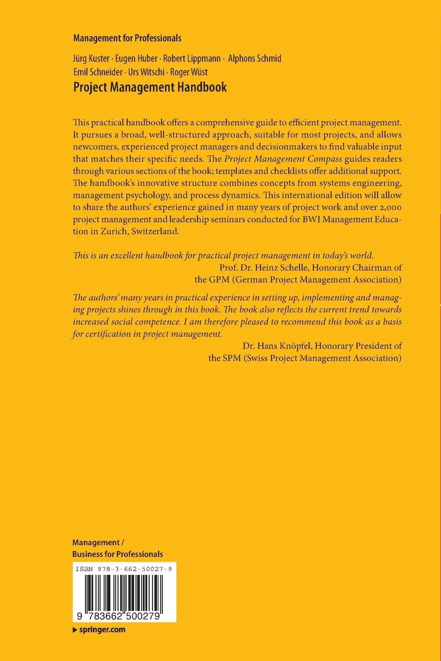 Rückseite: 9783662500279 | Project Management Handbook | Jürg Kuster (u. a.) | Taschenbuch | xiv