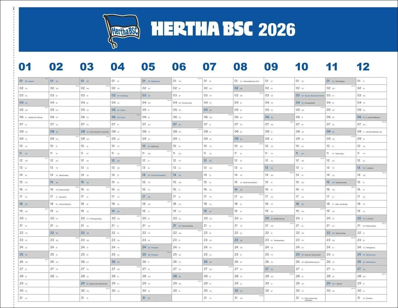 Bild: 9783756410279 | Hertha BSC Posterkalender 2026 | Heye | Kalender | Spiralbindung