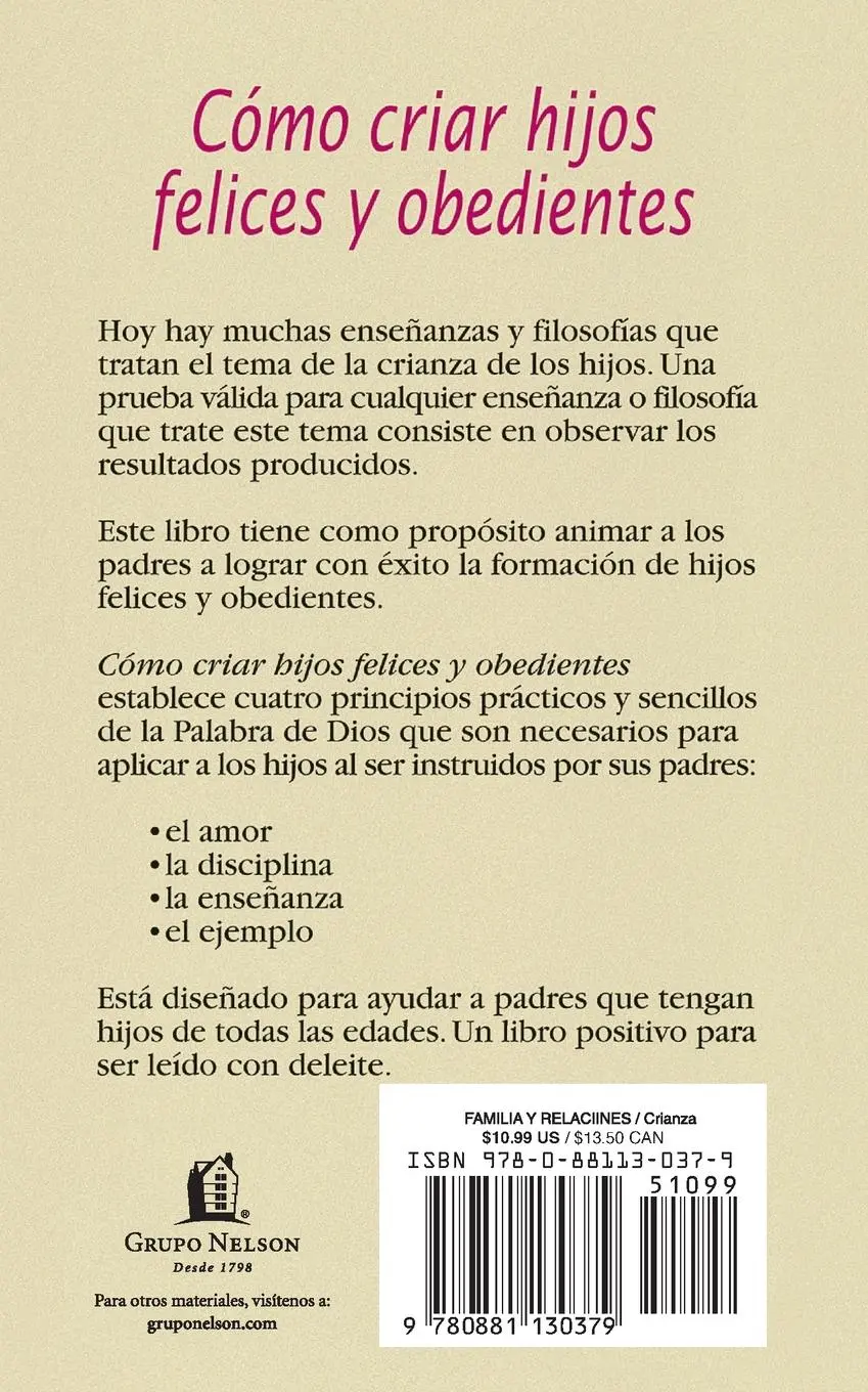 Rückseite: 9780881130379 | Cómo criar hijos felices y obedientes | Roy Lessin | Taschenbuch