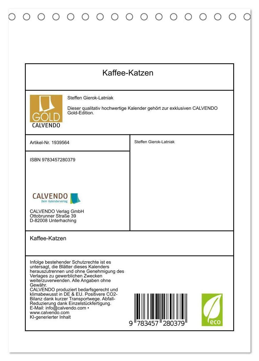 Bild: 9783457280379 | Kaffee-Katzen (Tischkalender 2026 DIN A5 hoch), CALVENDO...