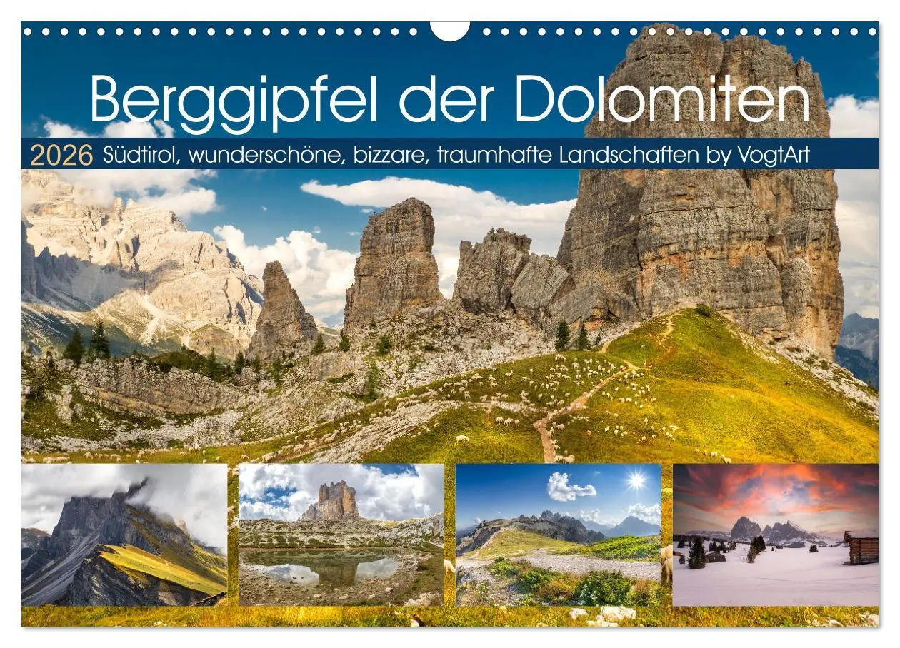 Cover: 9783457590379 | Berggipfel der Dolomiten (Wandkalender 2026 DIN A3 quer), CALVENDO...