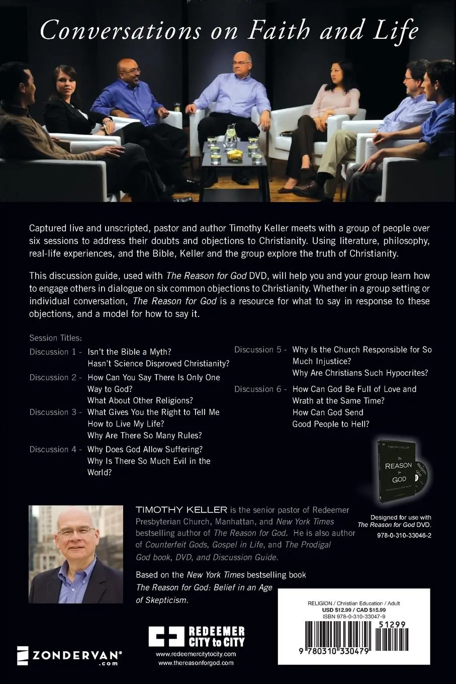 Rückseite: 9780310330479 | The Reason for God Discussion Guide | Conversations on Faith and Life