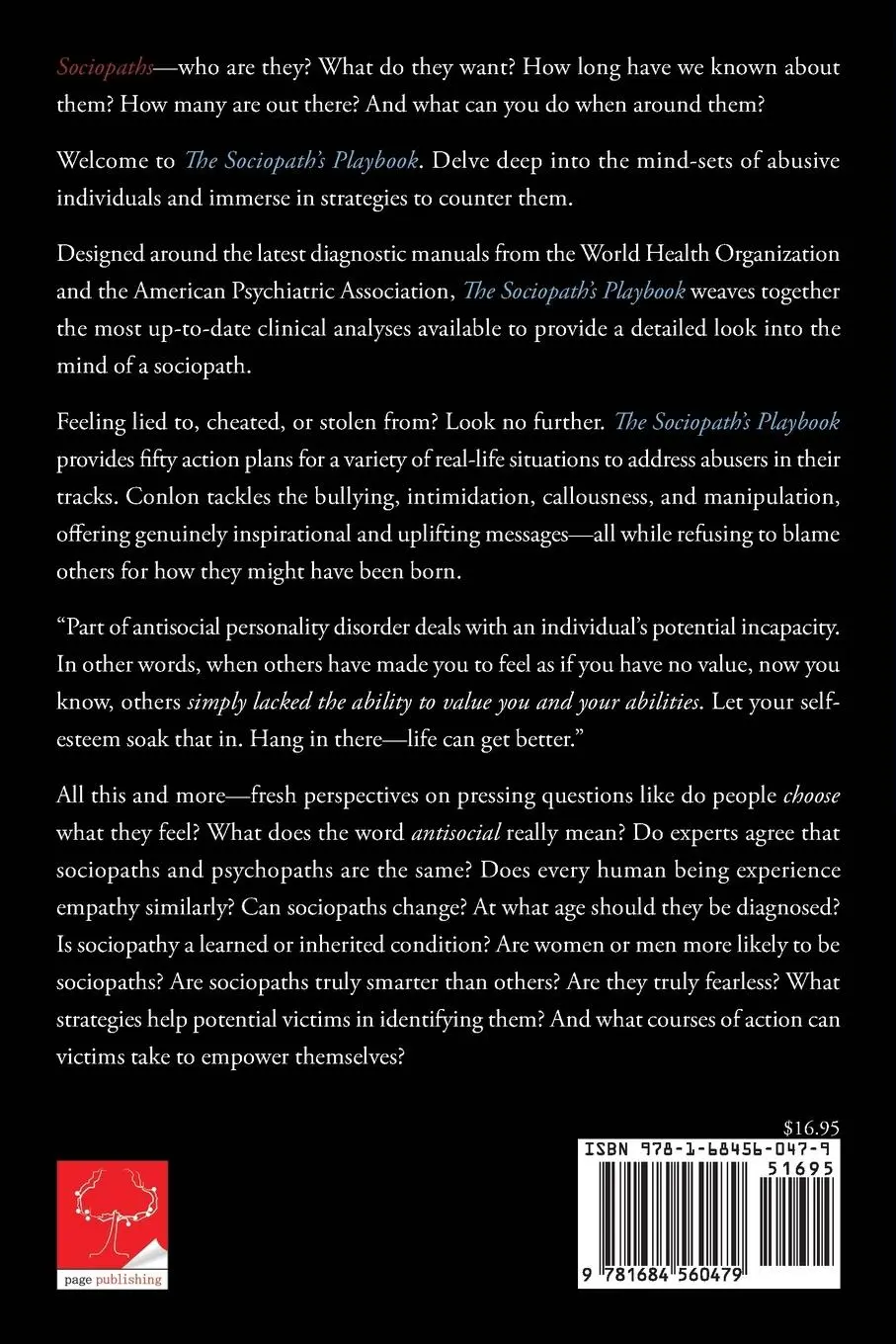 Rückseite: 9781684560479 | The Sociopath's Playbook | Paul M. Conlon Mba | Taschenbuch | Englisch