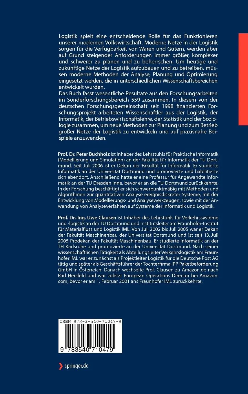 Rückseite: 9783540710479 | Große Netze der Logistik | Uwe Clausen (u. a.) | Buch | xvi | Deutsch