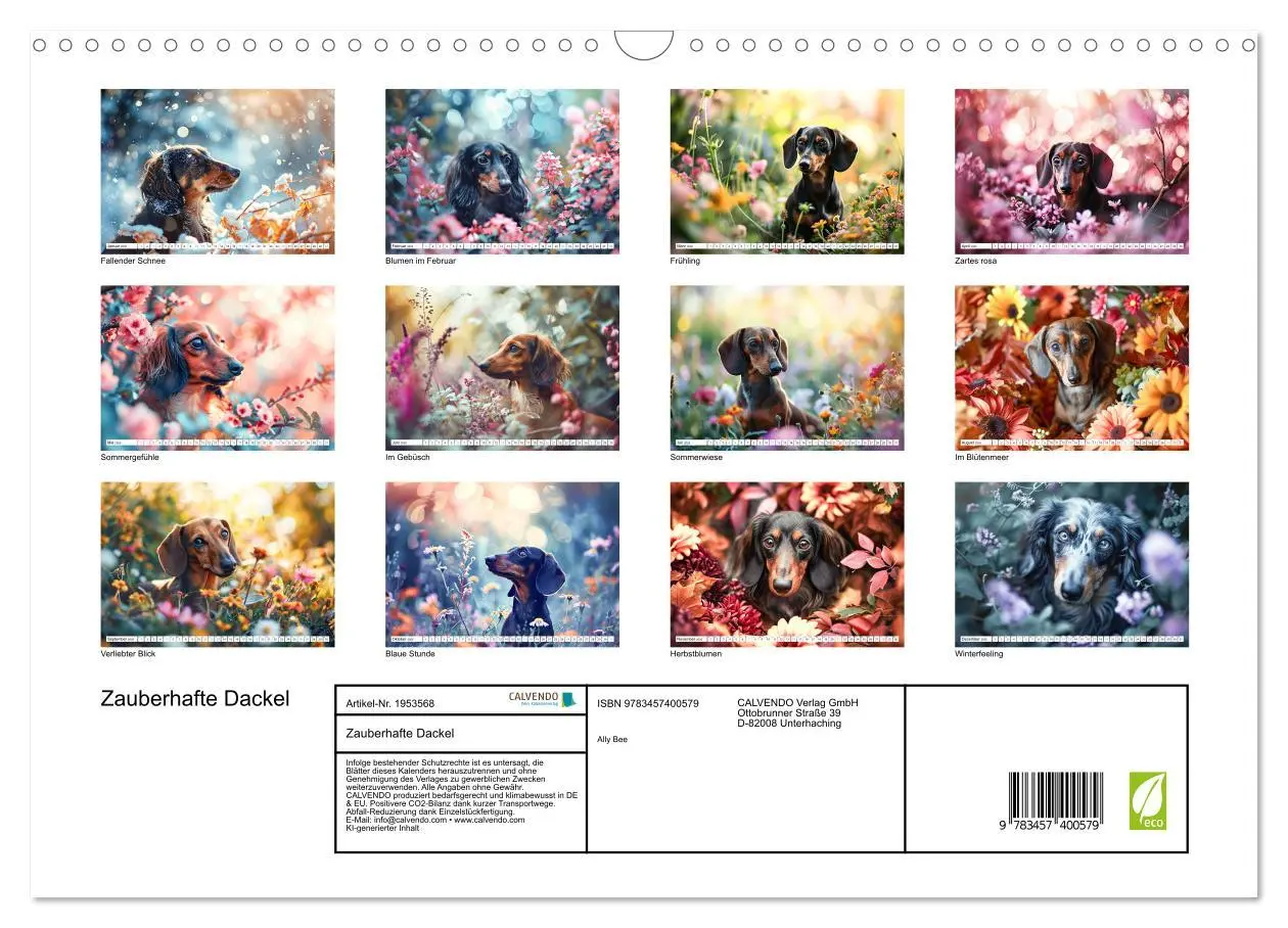 Bild: 9783457400579 | Zauberhafte Dackel (Wandkalender 2026 DIN A3 quer), CALVENDO...