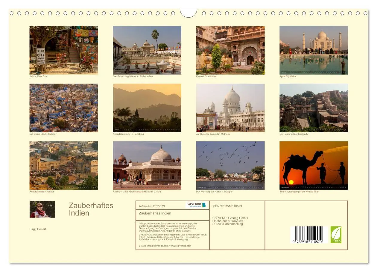 Bild: 9783516110579 | Zauberhaftes Indien (Wandkalender 2026 DIN A3 quer), CALVENDO...