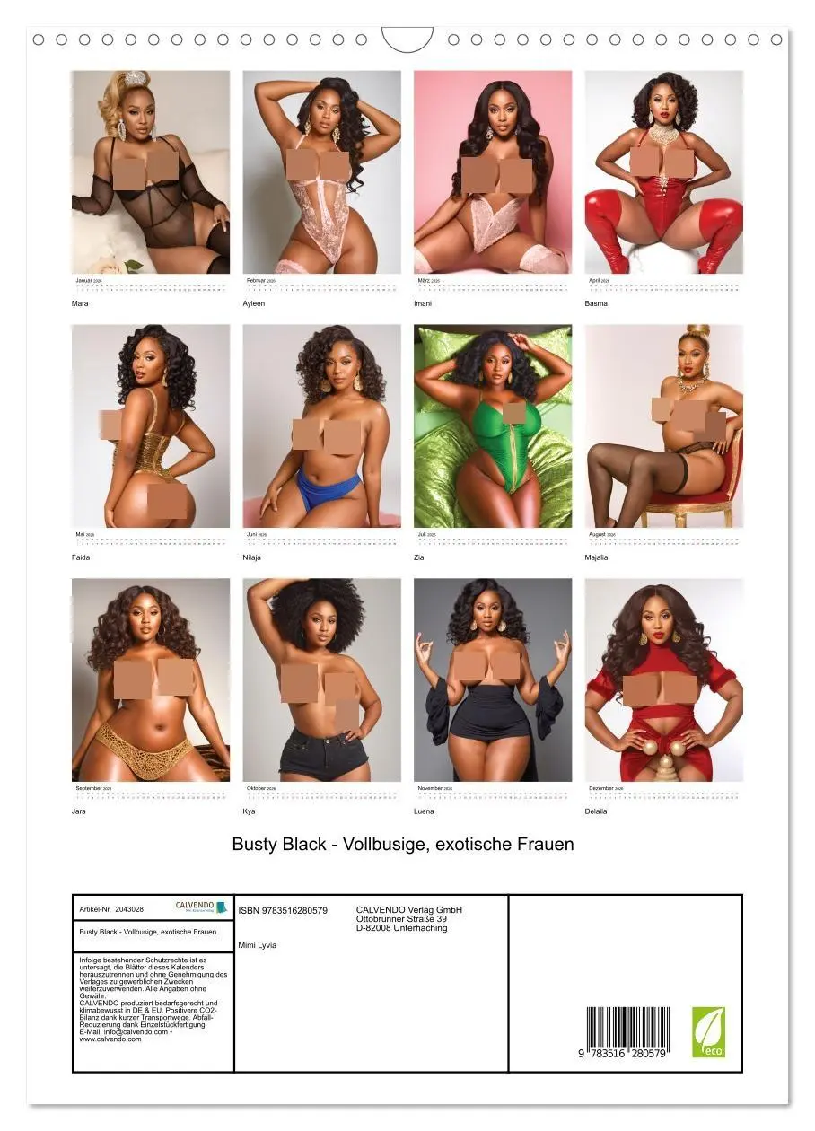 Bild: 9783516280579 | Busty Black - Vollbusige, exotische Frauen (Wandkalender 2026 DIN...