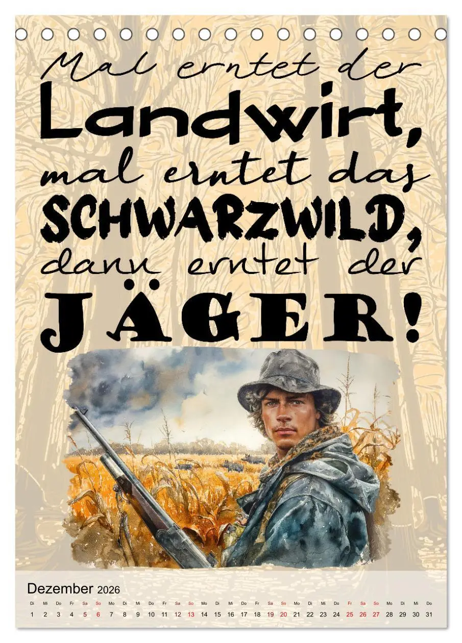 Bild: 9783516270679 | Jägersprüche (Tischkalender 2026 DIN A5 hoch), CALVENDO Monatskalender