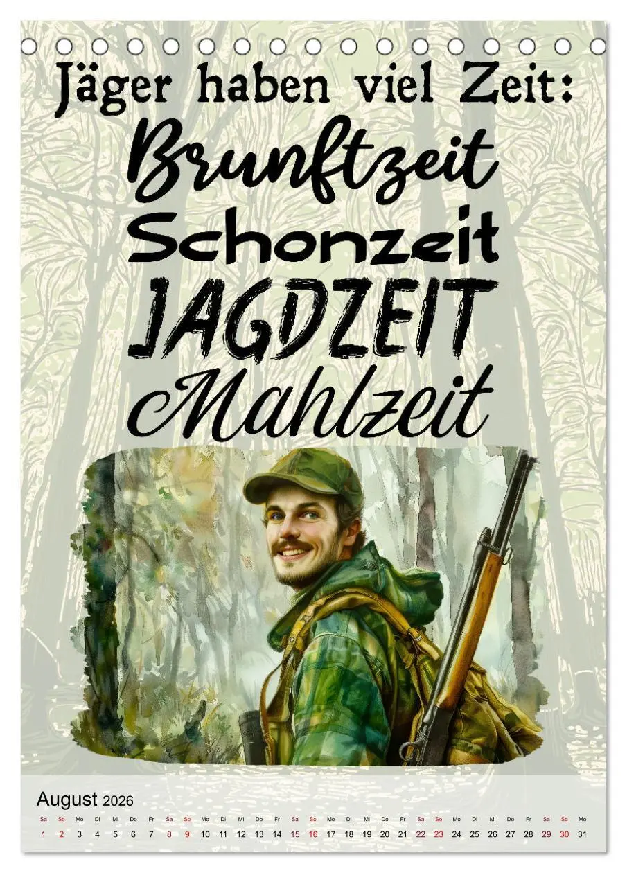 Bild: 9783516270679 | Jägersprüche (Tischkalender 2026 DIN A5 hoch), CALVENDO Monatskalender