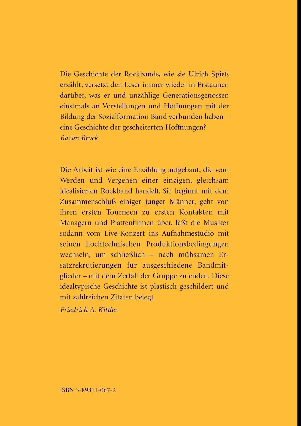 Rückseite: 9783898110679 | Rockbands | Ulrich Spieß | Taschenbuch | 532 S. | Deutsch | 2000