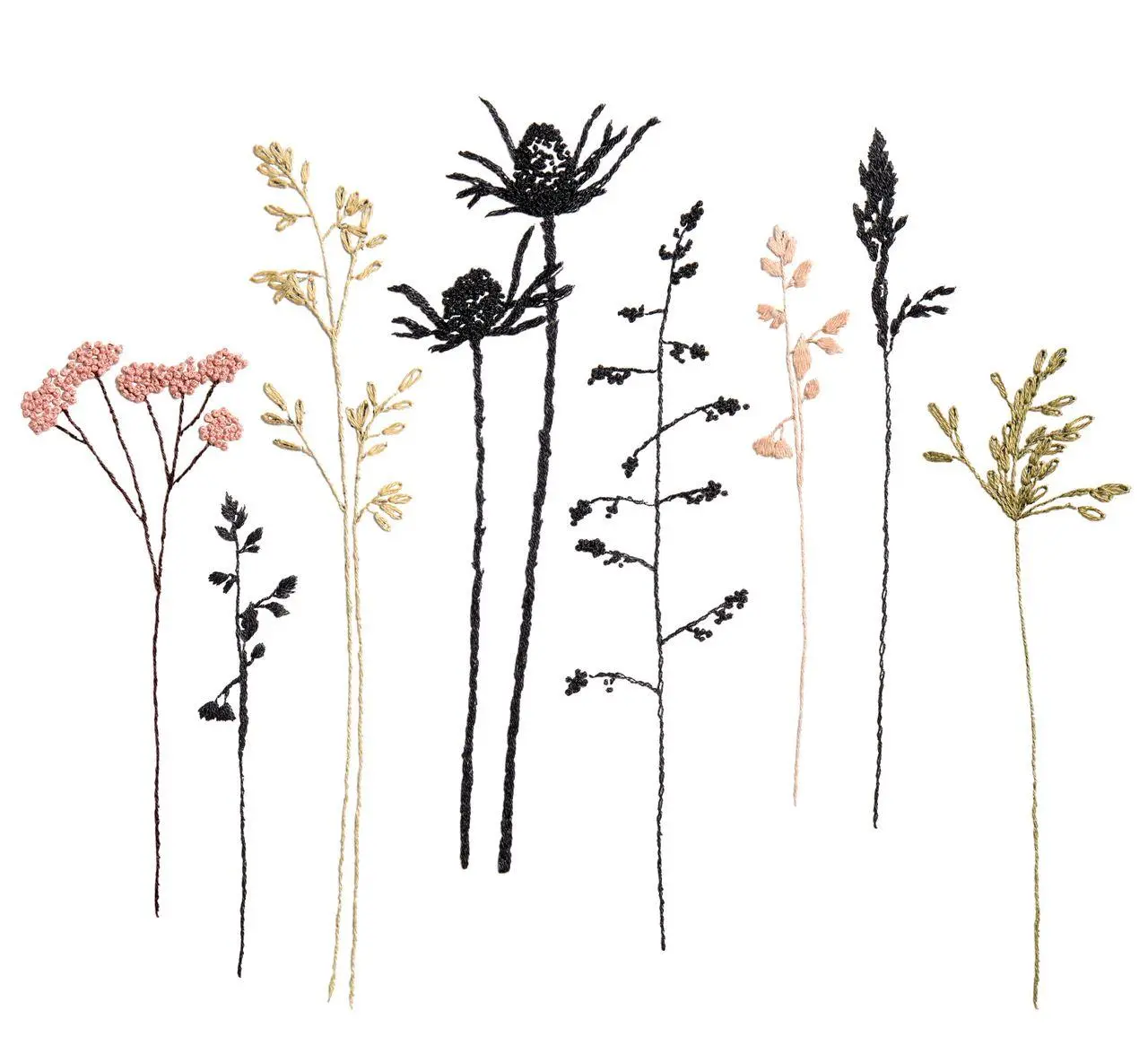 Stick & Stitch Packung, Blumen und Gräser XL