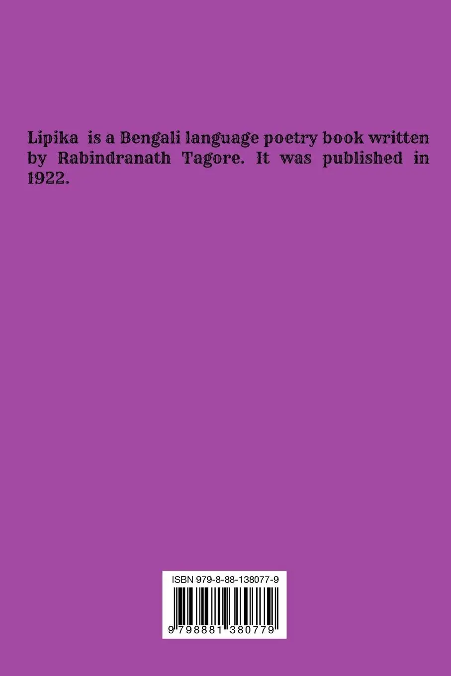 Rückseite: 9798881380779 | Lipika | Rabindranath Tagore | Taschenbuch | 2026 | Blurb