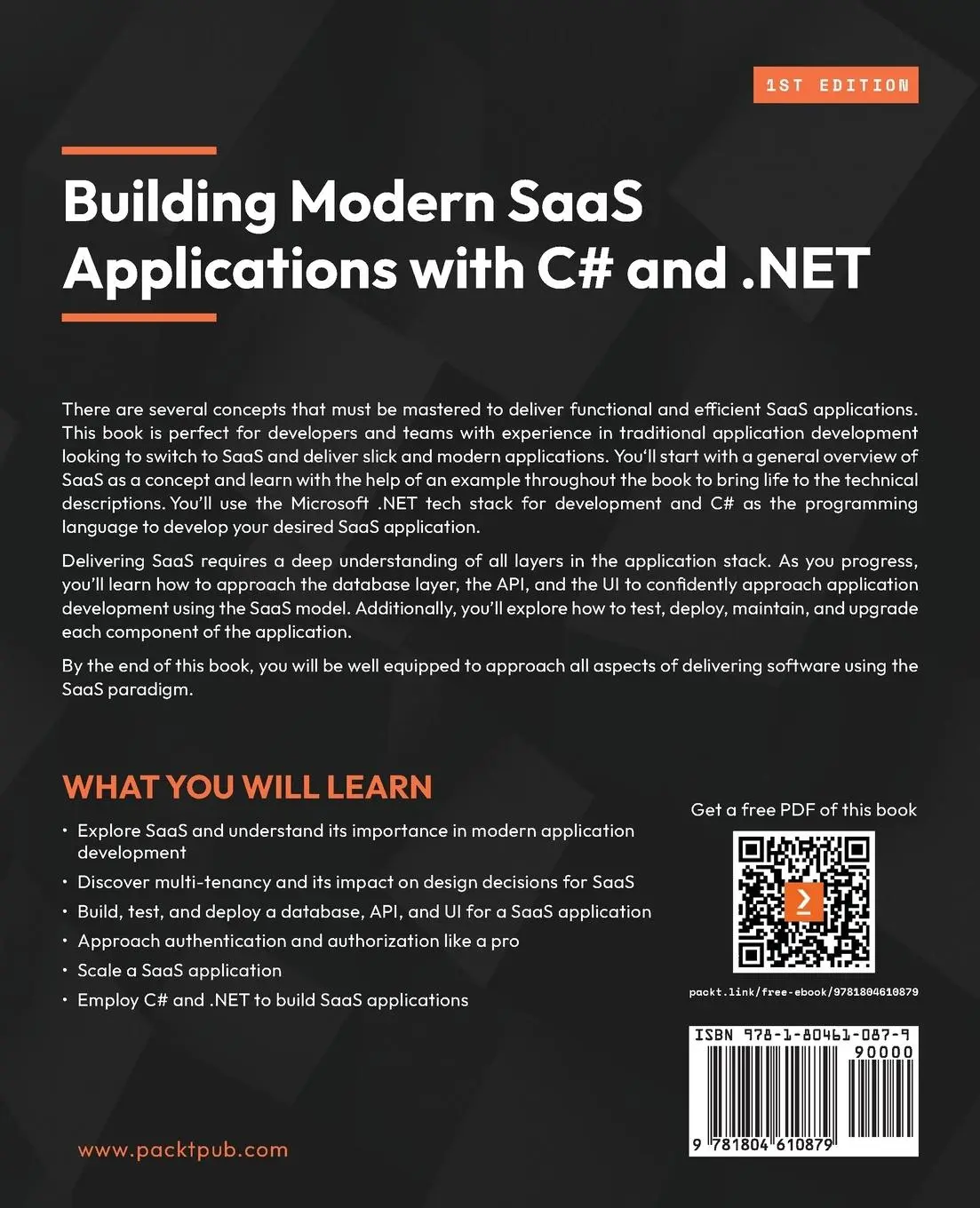 Rückseite: 9781804610879 | Building Modern SaaS Applications with C# and .NET | Andy Watt | Buch