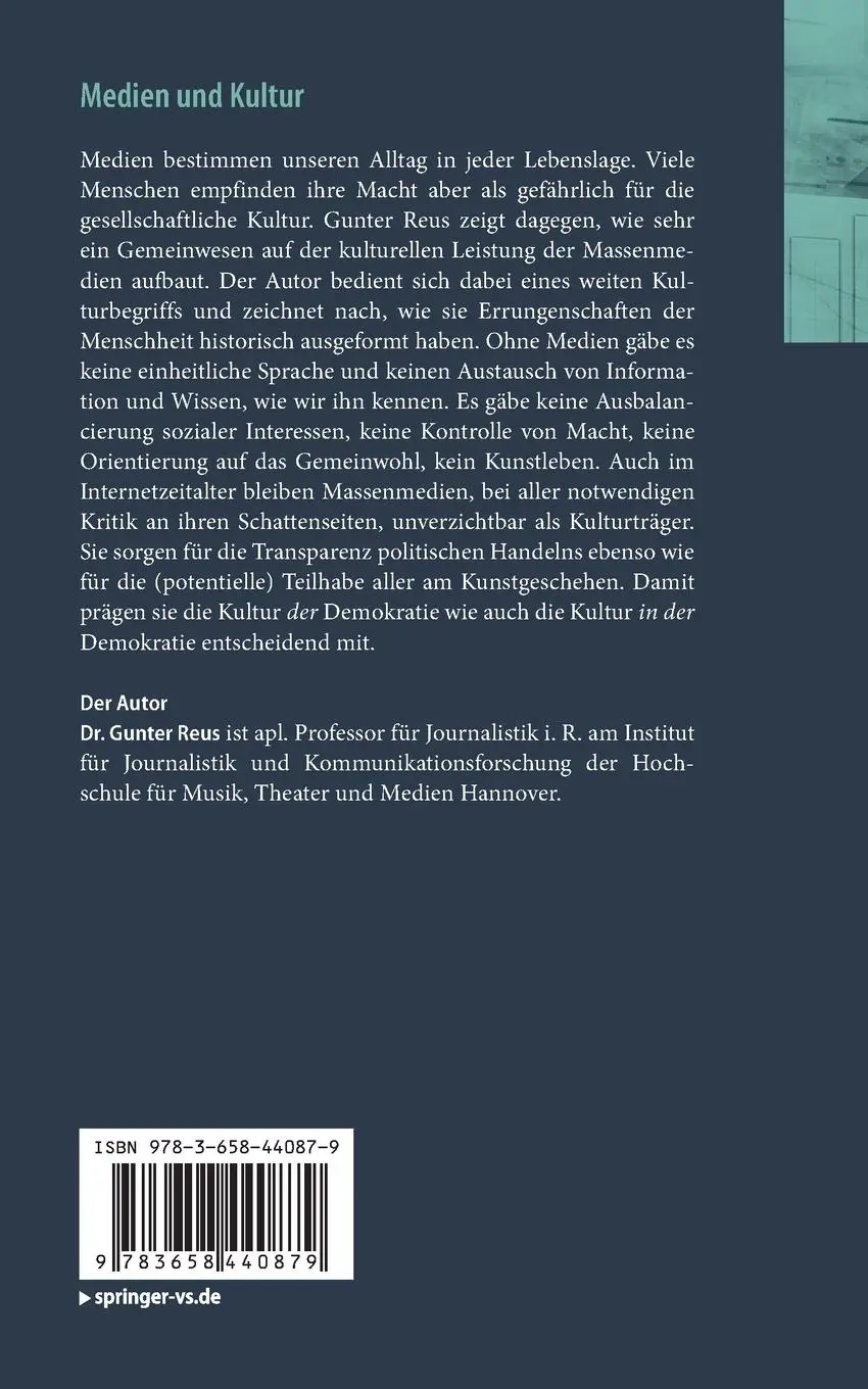 Rückseite: 9783658440879 | Medien und Kultur | Gunter Reus | Taschenbuch | vii | Deutsch | 2024