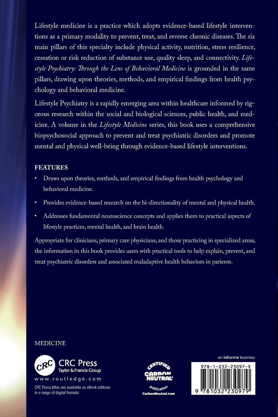 Rückseite: 9781032230979 | Lifestyle Psychiatry | Through the Lens of Behavioral Medicine | Buch