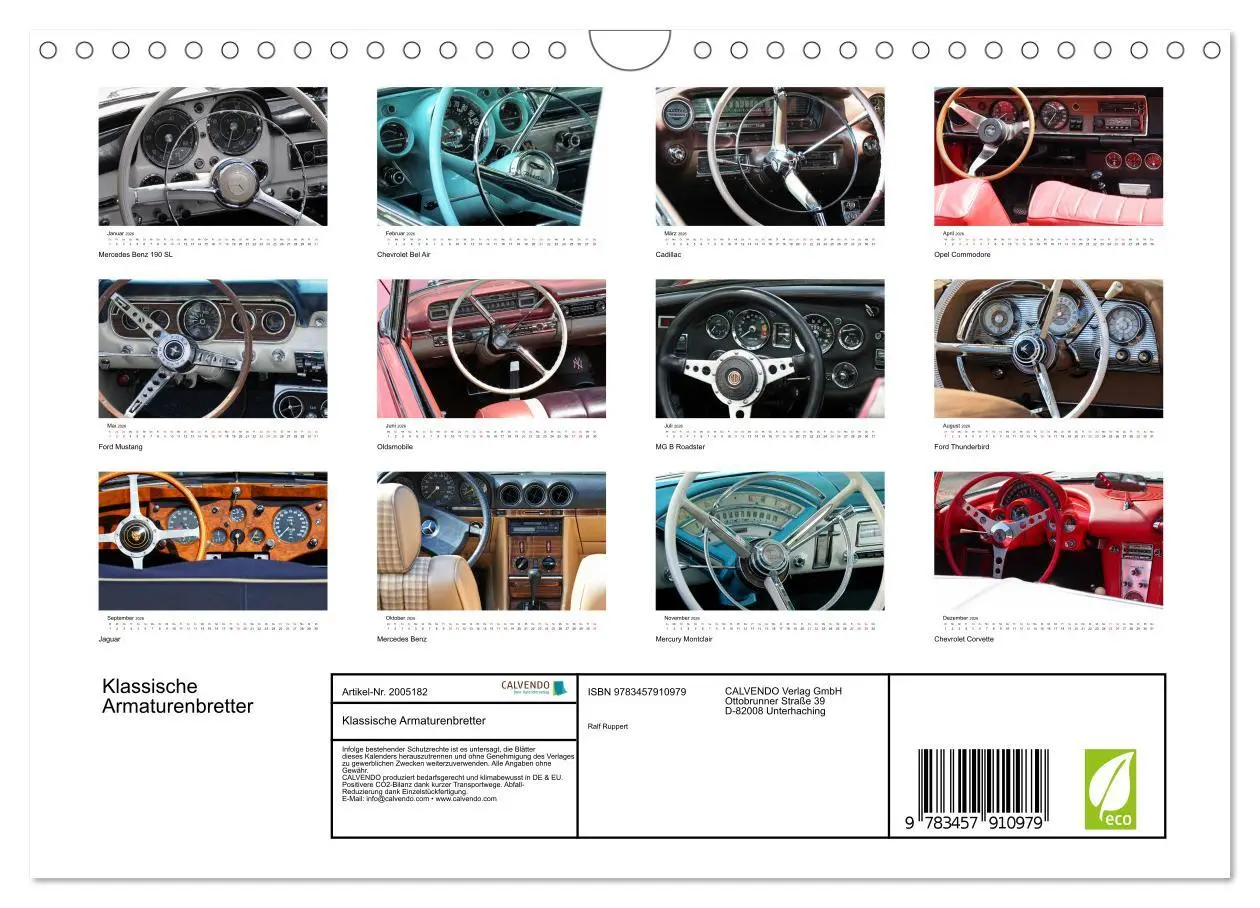 Bild: 9783457910979 | Klassische Armaturenbretter (Wandkalender 2026 DIN A4 quer),...