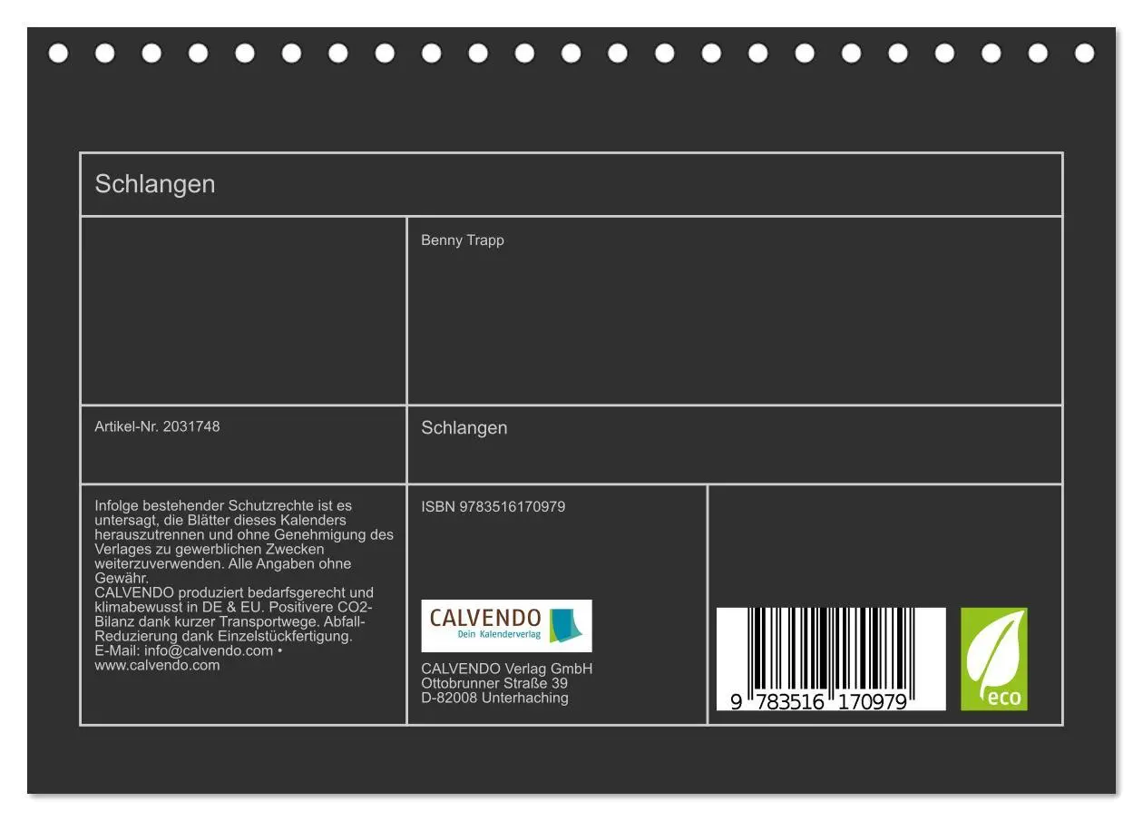 Bild: 9783516170979 | Schlangen (Tischkalender 2026 DIN A5 quer), CALVENDO Monatskalender