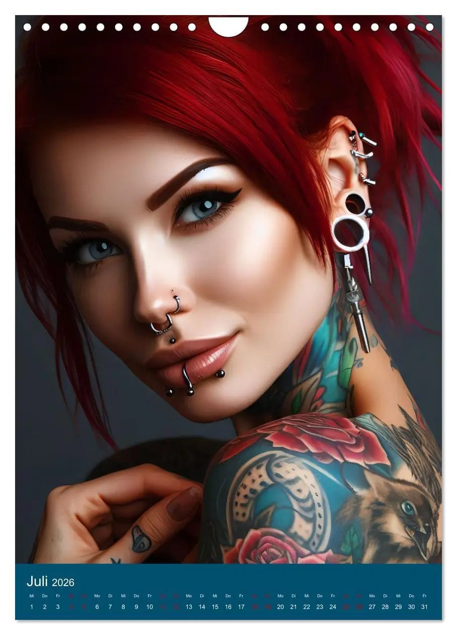Bild: 9783516240979 | Tattoo und Piercing Women (Wandkalender 2026 DIN A4 hoch), CALVENDO...