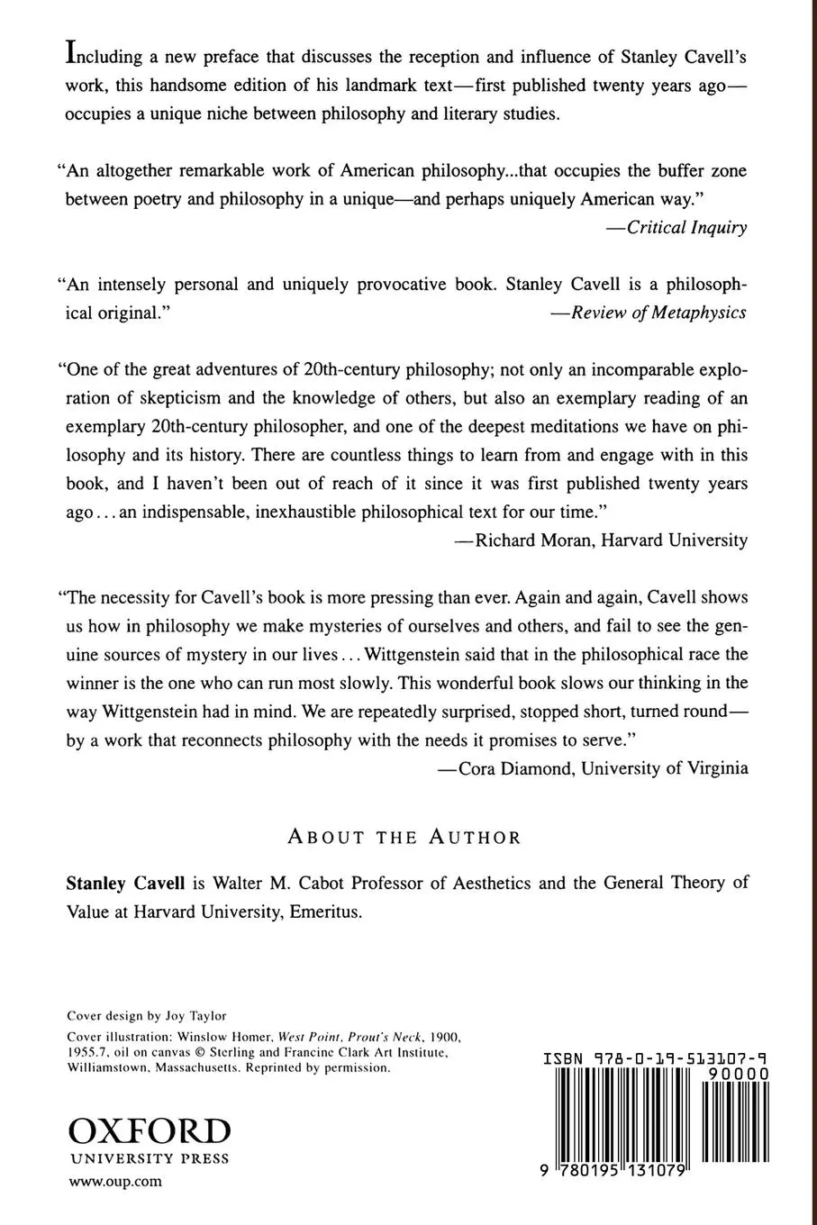 Rückseite: 9780195131079 | The Claim of Reason | Wittgenstein, Skepticism, Morality, and Tragedy