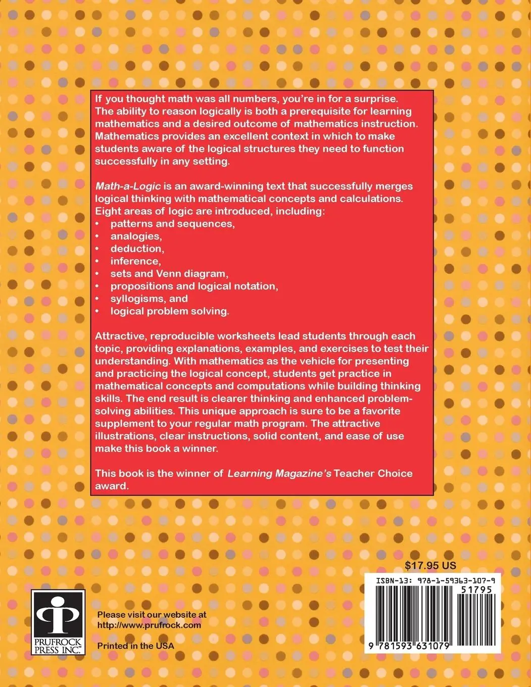 Rückseite: 9781593631079 | Math-A-Logic | Dianne Draze | Taschenbuch | Englisch | 2005