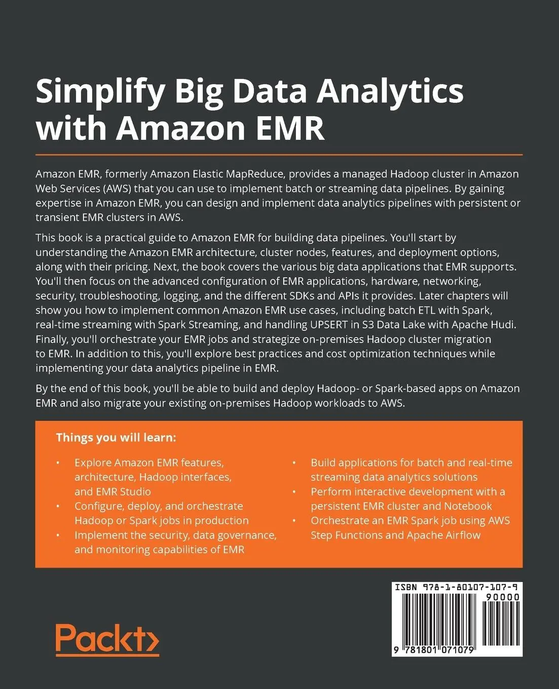 Rückseite: 9781801071079 | Simplify Big Data Analytics with Amazon EMR | Sakti Mishra | Buch