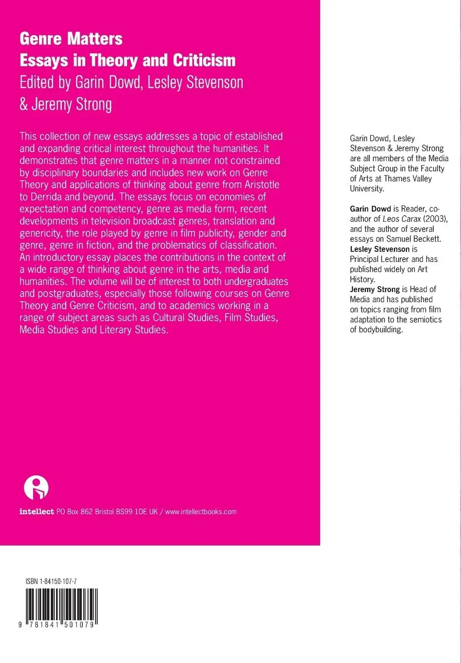 Rückseite: 9781841501079 | Genre Matters | Essays in Theory and Criticism | Garin Dowd (u. a.)