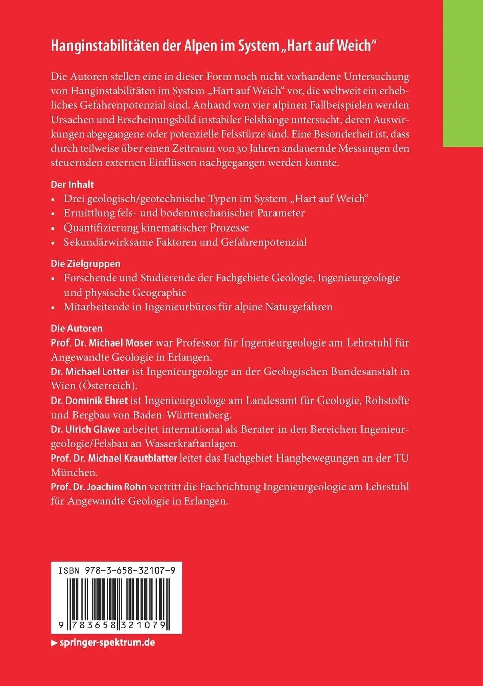 Rückseite: 9783658321079 | Hanginstabilitäten der Alpen im System "Hart auf Weich" | Taschenbuch