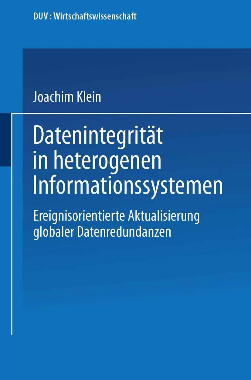 Cover: 9783824401079 | Datenintegrität in heterogenen Informationssystemen | Joachim Klein