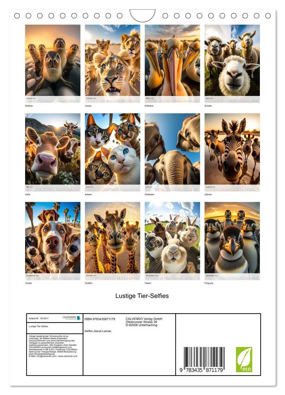 Bild: 9783435871179 | Lustige Tier-Selfies (Wandkalender 2025 DIN A4 hoch), CALVENDO...