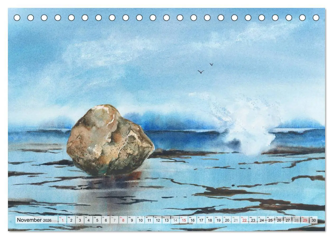 Bild: 9783516051179 | Komm mit ans Meer - Aquarelle (Tischkalender 2026 DIN A5 quer),...
